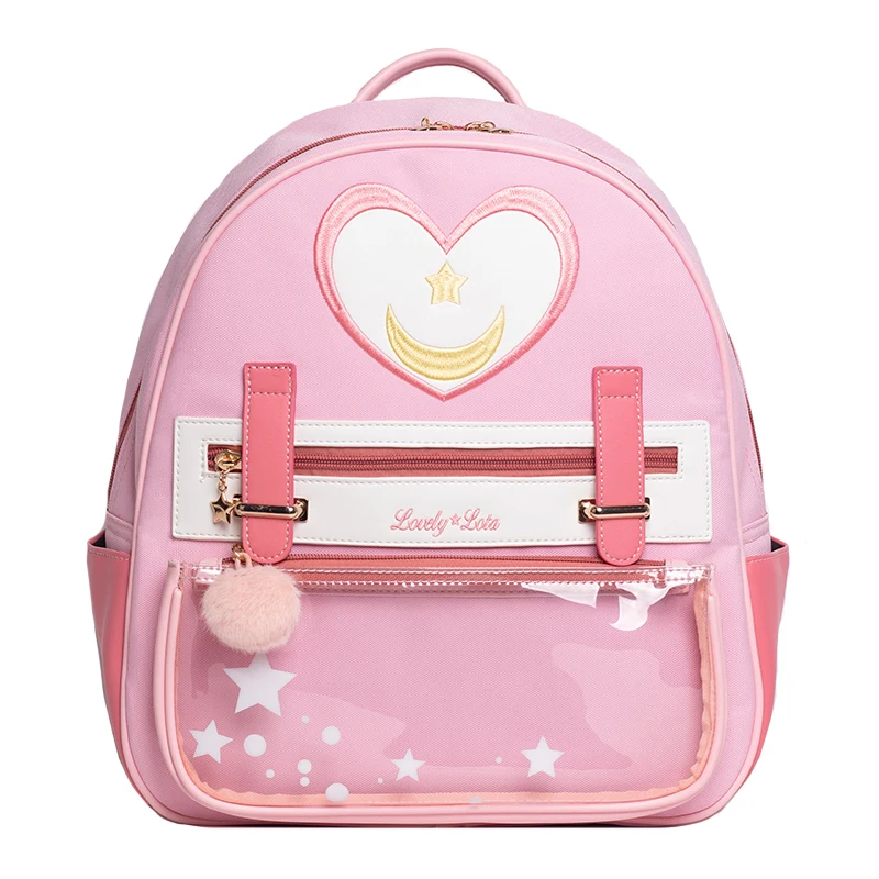 

Sweet lolita student backpack vintage falbala cute printing love star kawaii girl handbag loli cos gothic lolita shoulder bag