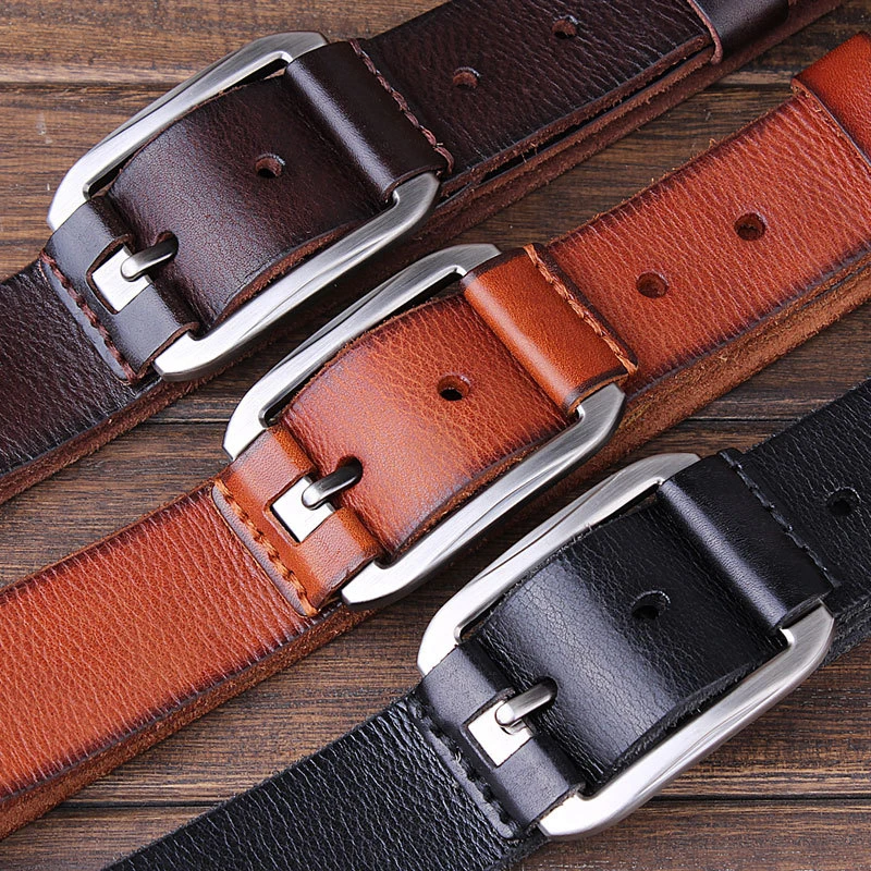 MEDYLA Men\'s Belt Natural Skin Belt Fashion Casual Men Pin Buckle Jean\'s Strap Vintage Cowhide Belt MD00001