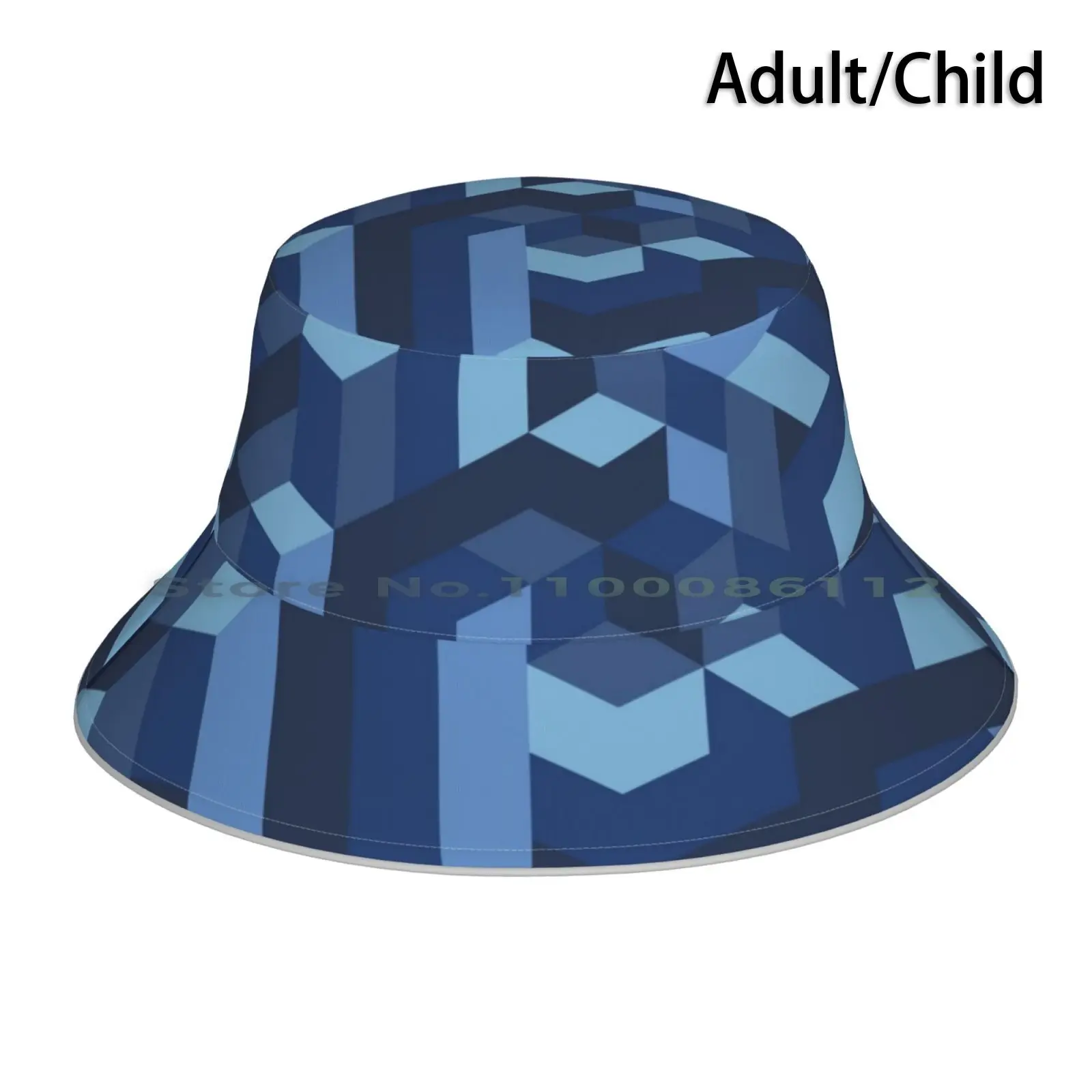 Abstract Design Shapes Art Bucket Hat Sun Cap Abstract To Form Isometric Template Shape Light Blue Square Rectangle Urban