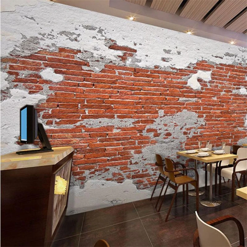 beibehang custom Red Stone Wallpaper Dining room Retro Industrial Loft Wall Paper Red Black Cement Washable bedroom decoration