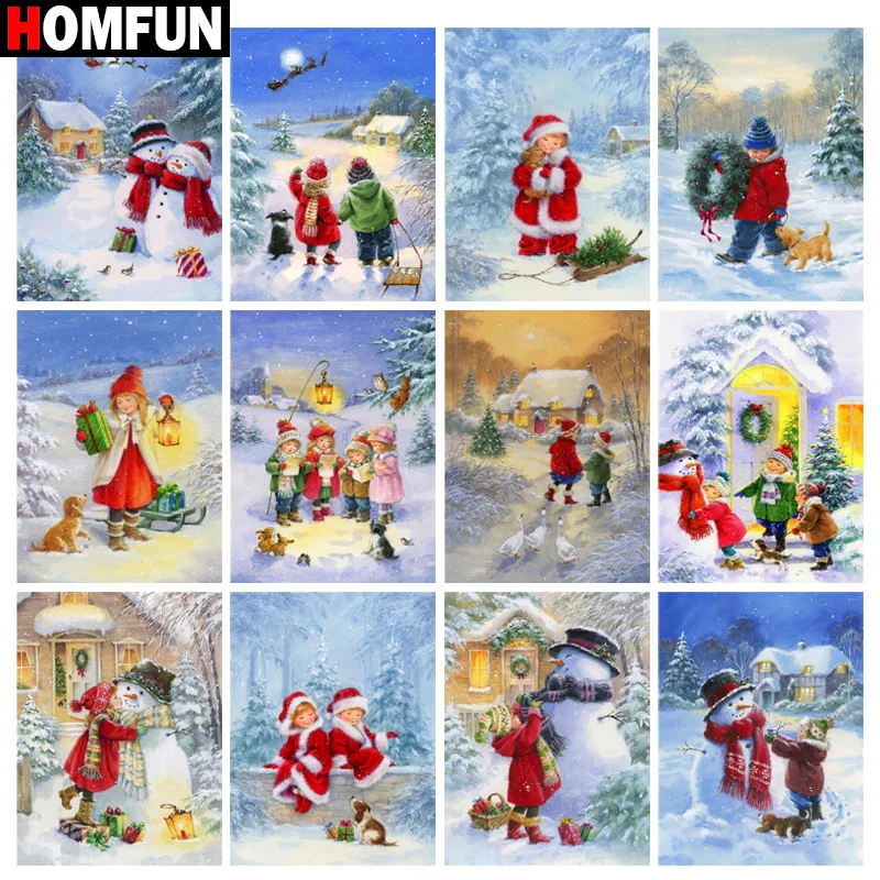 

HOMFUN Square/Round Drill 5D DIY Diamond Painting "Christmas old man landscape" Embroidery Cross Stitch Full Rhinestone Decor