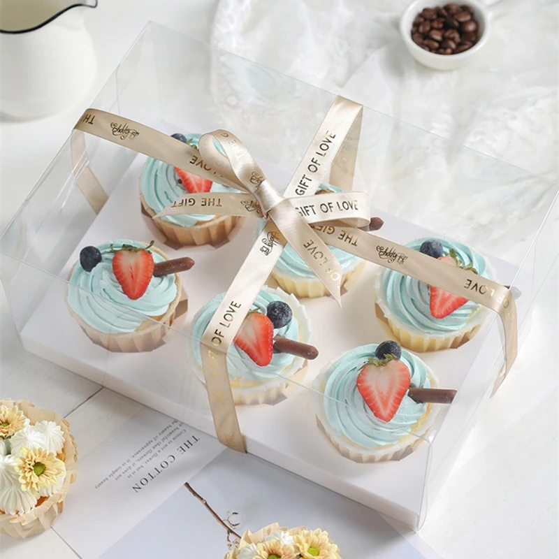 StoBag 5pcs Transparent Portable Cupcake Box Bread Cake Boxes And Packaging Patisserie Wedding Baby Shower Party Decoration