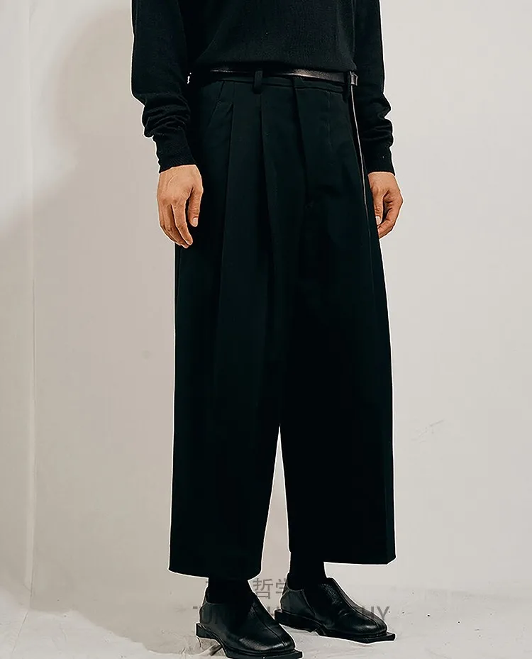 Male casual pants wide leg pants skirt pants super loose qiu dong thick style