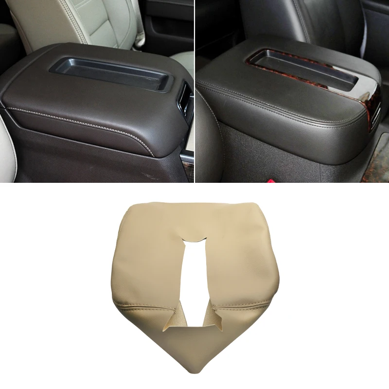 For Chevy Tahoe Suburban GMC Sierra SLT SLE 2007 - 2013 Microfiber Leather Car Center Console Lid Armrest Box Cover Trim Beige