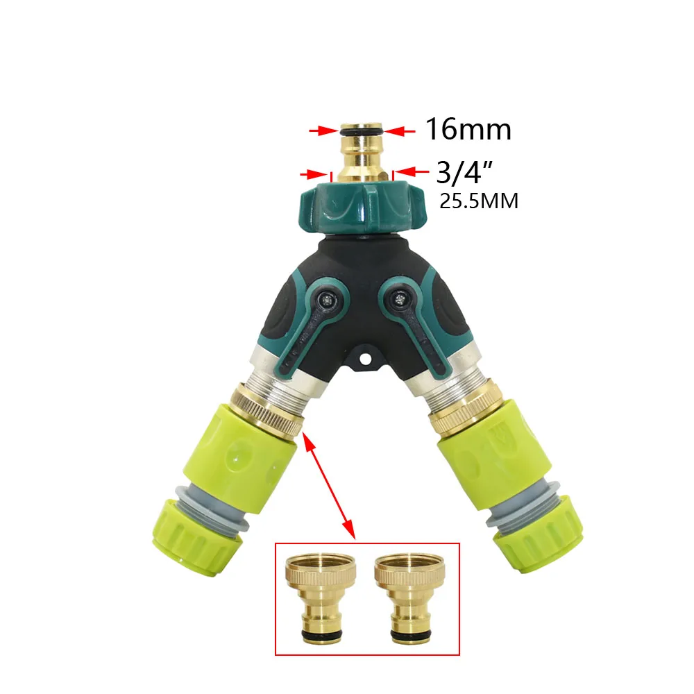 Ogród 1/2 3/4 Cal wąż 2/4 Way kran ogrodowy wąż Splitter mosiądz plastikowe stopu cynku Y typ podlewania złącze rury dystrybutor