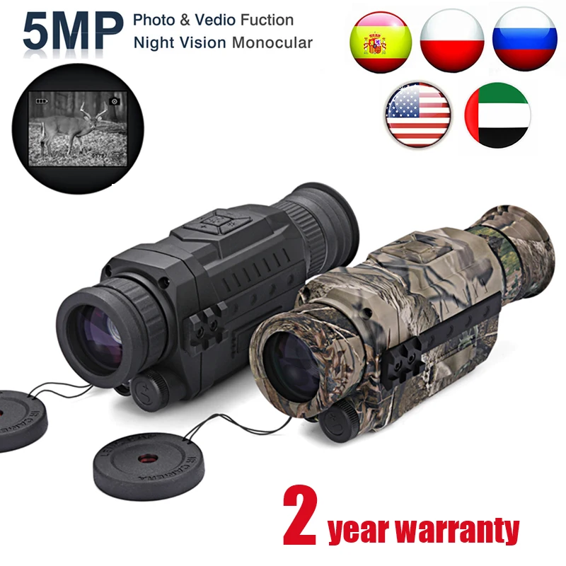 

Wildgameplus WG535 Camouflage Hunting Night Vision 5X35 Infrared Digital Camo Monocular Telescope Hunting Cameras