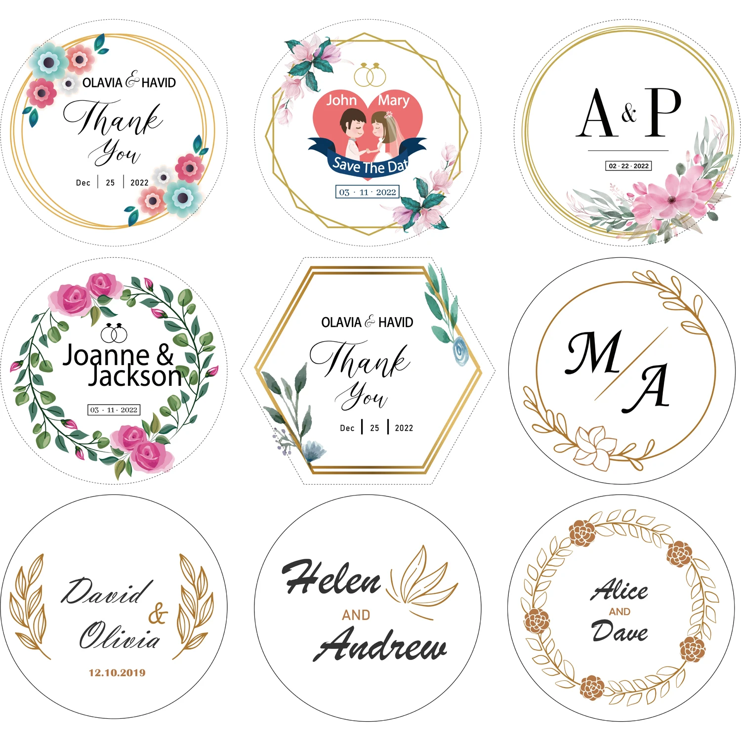 100 PCS Custom Stickers Logo Packaging Labels Personalized Stickers 3cm/4cm Name Party Wedding Birthday Design Your Own Sticker