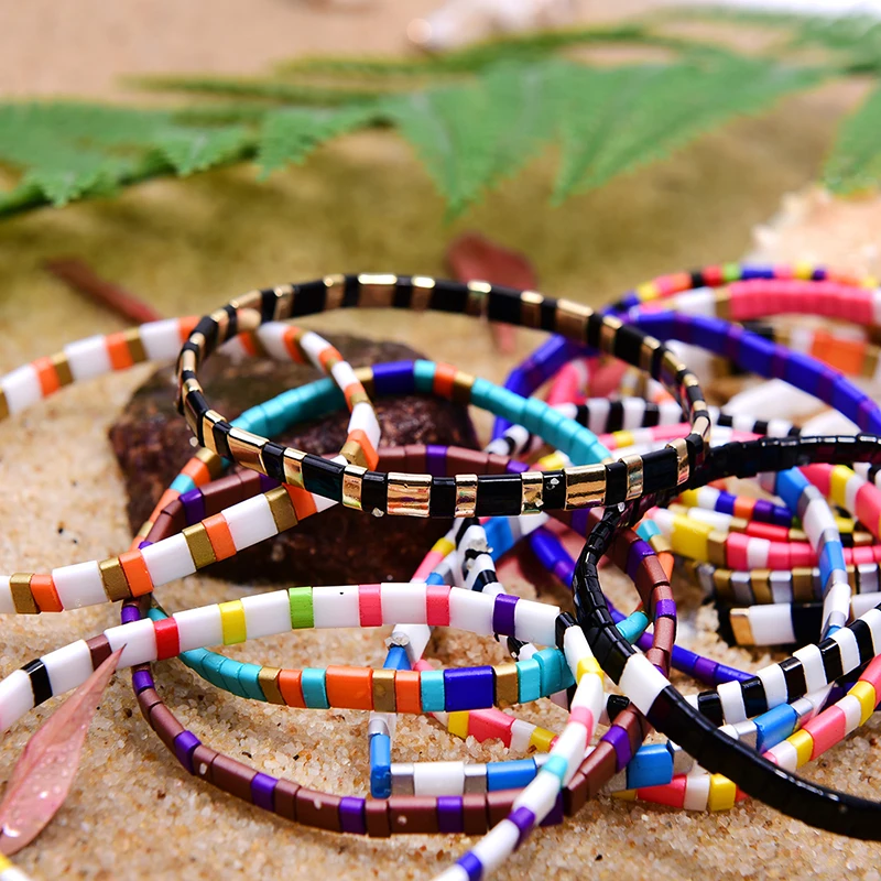 MOON GIRL Tila Beads Miyuki Bracelets for Women Rainbow Handmade Stretchy Charm Wrap Friendship Pulseras Mujer Dropshipping