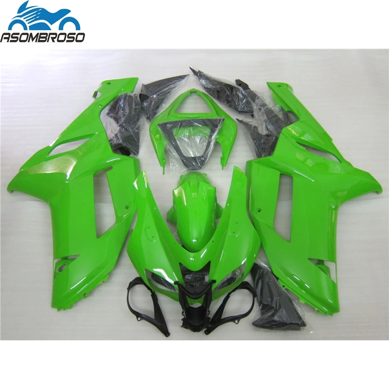 

Free Customize Motorcycle bodyparts for Kawasaki Ninja ZX6R fairing kit 2007 2008 green black racing fairing set zx6r 07 08 GF39