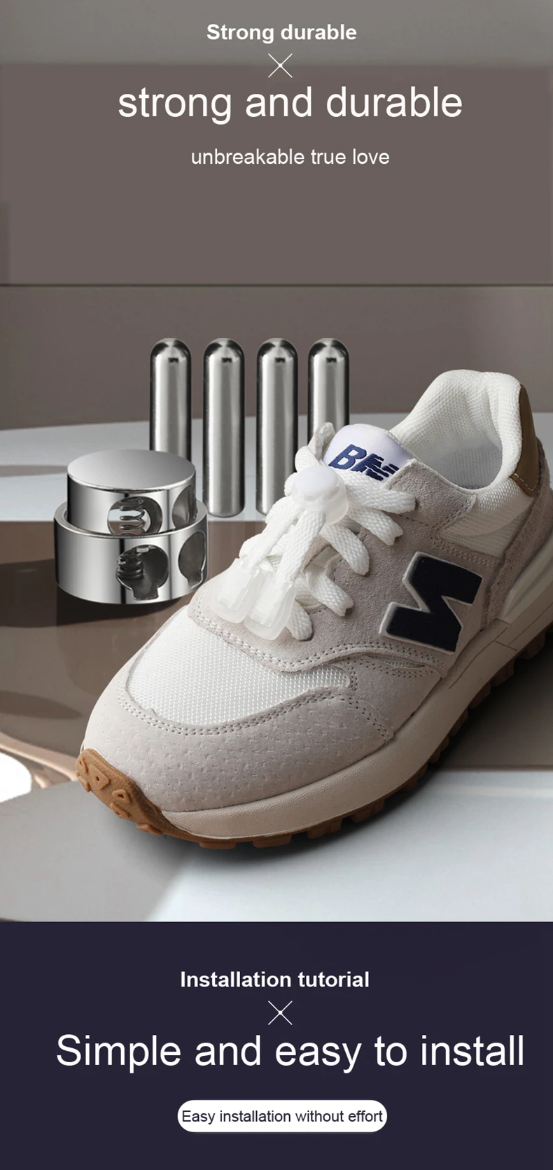Klassische Schnürsenkel mit Schnallenverschluss, flache Schnürsenkel ohne Binden für Sneaker, Kinder und Erwachsene, schnelle und bequeme Schnürsenkel für Schuhe, Zubehör – Detail 4