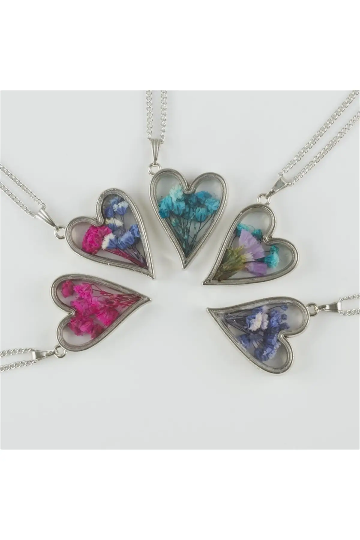 Women Silver Heart Live Necklace Models