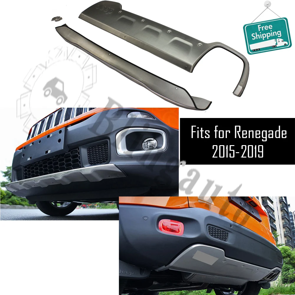 Skid plate fits for J eep Renegade 2015-2020 stainless steel protect plate front and rear 2 pieces protect bar bumper board