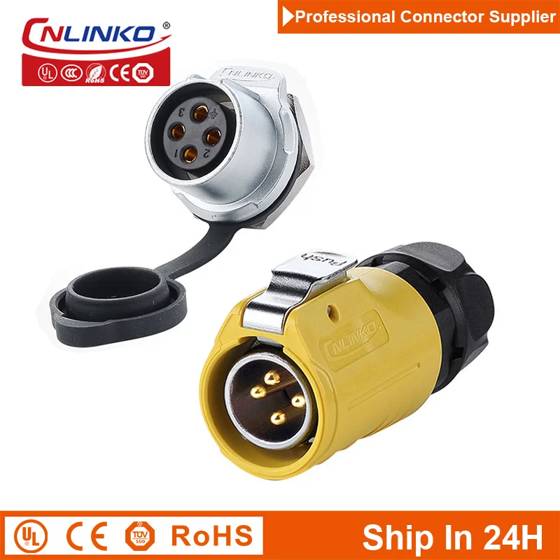 Cnlinko LP20 Waterproof M20 4Pin Industrial Circular Cable Power Connector Wire Plug Socket for Underwater Landscape LED Lights