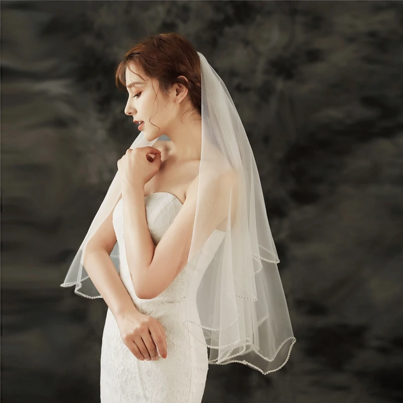 New Arrival White Ivory Bridal veils Cheap Wedding Bride Mariage bridal headwear Wedding accessories Matrimonio Voile mariee