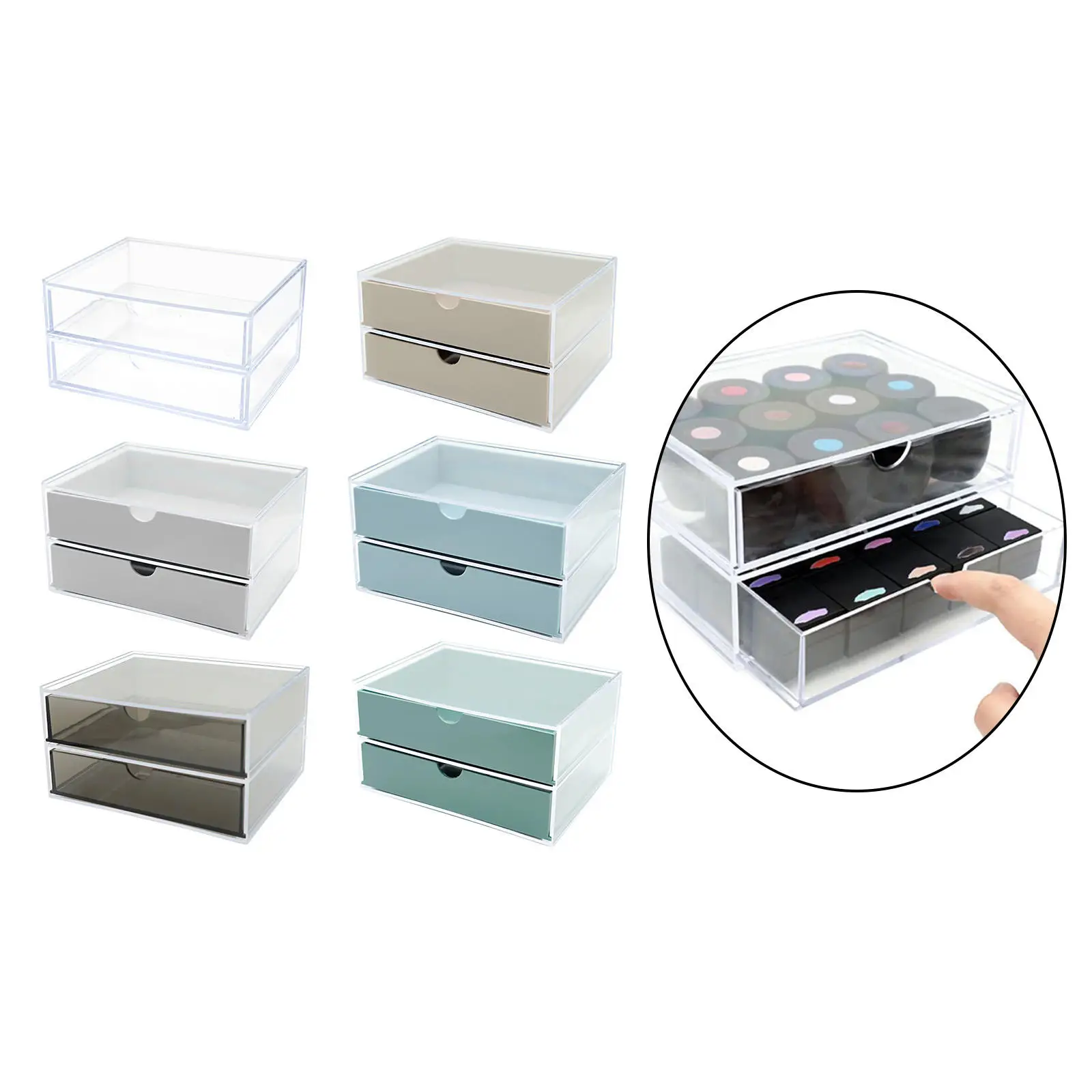 Organizer Cosmetics 2 Tier Dustproof Acrylic Storage Box for Desktop Bathroom Cosmetic