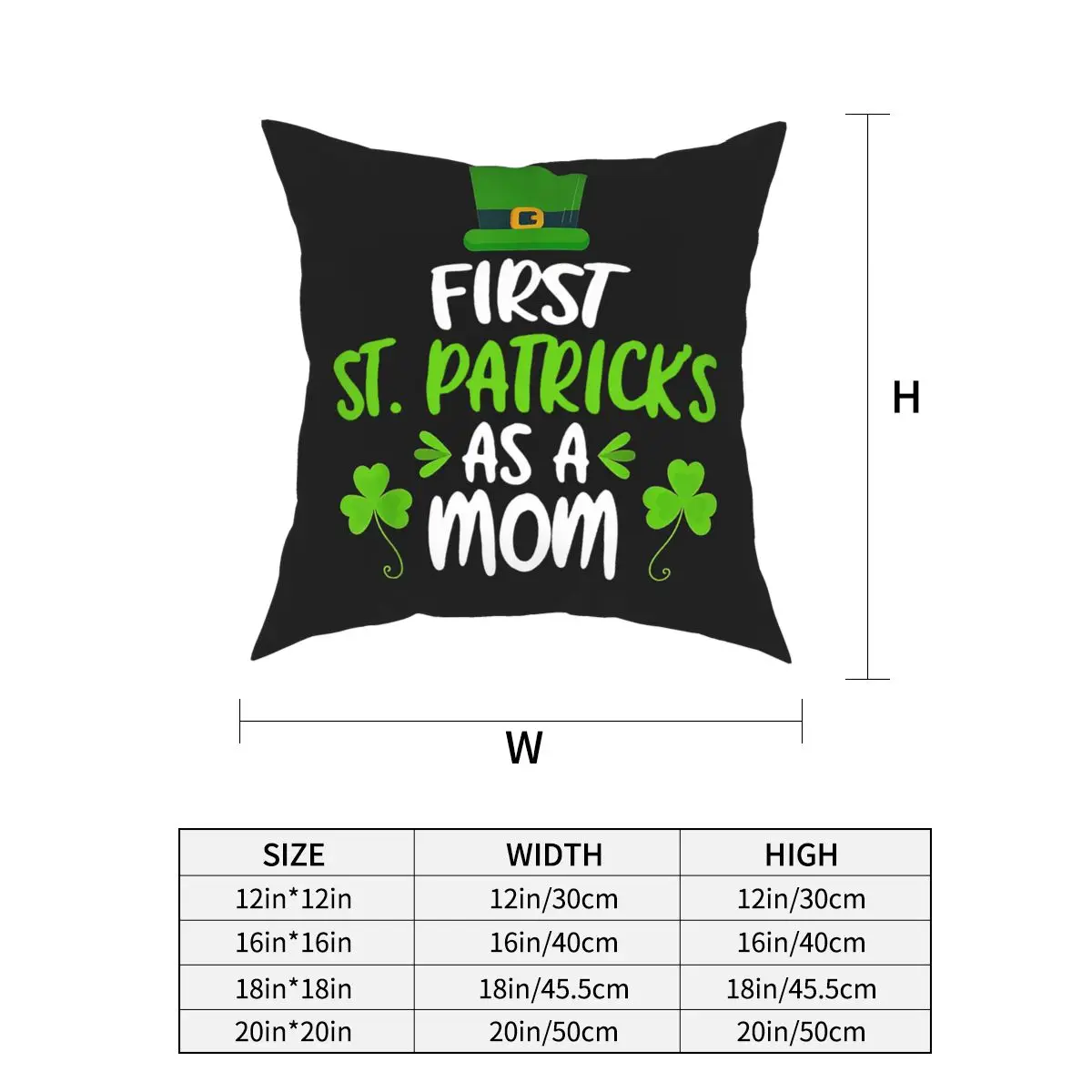 First Patrick's As A Mom Funny St Patrick's Day Square Pillow Case Throw Pillow Irish Paddys Shamrock Pillowcover Home Decor