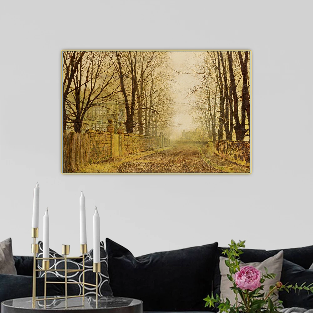 Golden Eve by John Atkinson Grimshaw Canvas Oil Painting Famous Art Poster Picture Backdrop Wall Hanging Decor Home Decoration