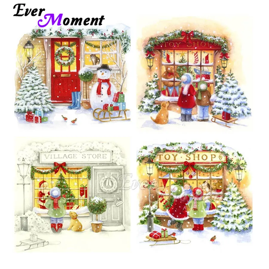 Ever Moment Diamond Painting Kid Christmas Snowman Resin Full Square Round Drills Handicrafts Gift Mosaic Wall Art ASF2177