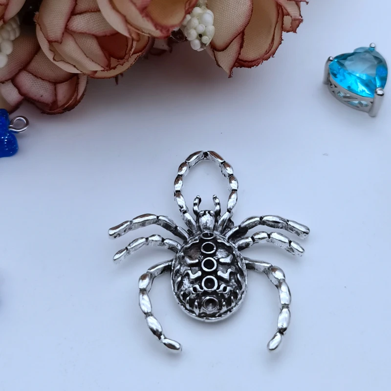 MuhNa 5pcs Enamel Big Size Spider Charms Metal Pendant Gifts Earrings Keychain Decor Floating Jewelry DIY Material Making