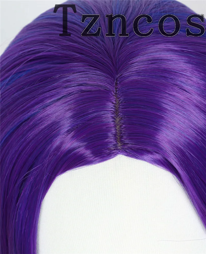 Tzncos-Peruca Mal Cosplay para Criança, Cabelo Sintético Resistente ao Calor, Cabelo Longo Encaracolado, Roxo e Azul, Descendentes 3