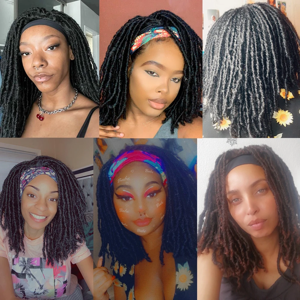 Wignee longue perruque Dreadlock cheveux synthétiques bandeau Crochet tresse perruque résistant à la chaleur couleur noire perruques pour les femmes/hommes noirs au quotidien