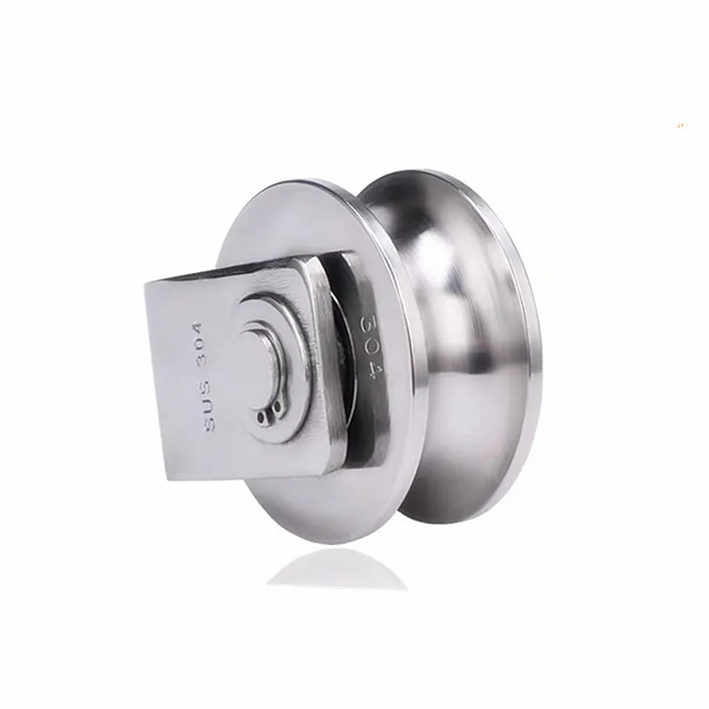 304 di alta qualità in acciaio inox cuscinetto della puleggia, filo di corda puleggia, u-v-h scanalatura ruota, porta scorrevole ruota, ruota della pista del
