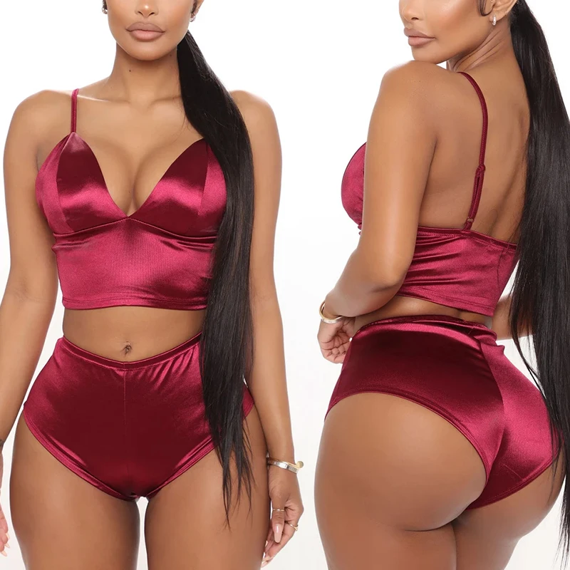 Conjunto sutiã e calcinhas sexy, lingerie sensual, sem costura, push up, bralette, vinho, vermelho, cetim, sutiãs abertos, lingerie sexy