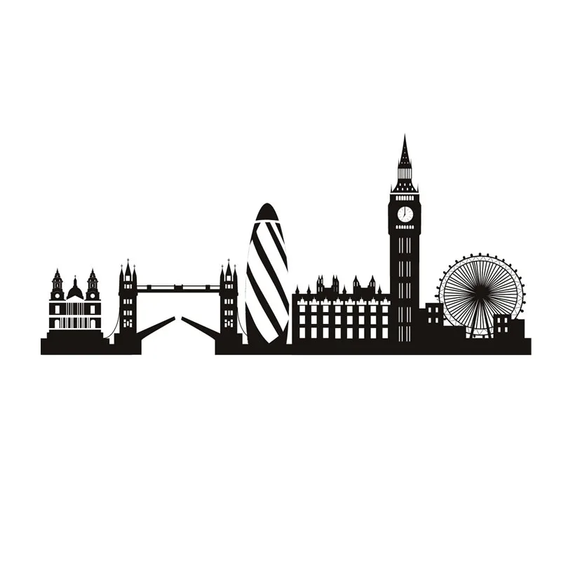 London Skyline Wall Sticker City Silhouette England London Scape Wall Decal Living Room Bedroom Office Home Wall Art Vinyl Mural