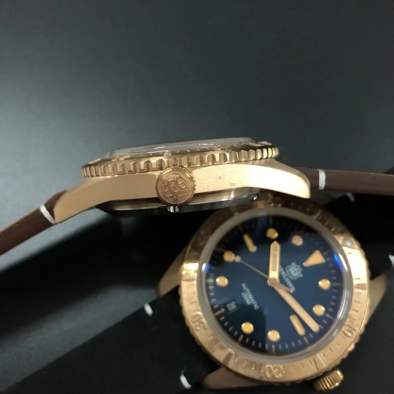 Orologio subacqueo da uomo, orologi sportivi da uomo di lusso in bronzo STEELDIVE 200m orologio da polso meccanico impermeabile zaffiro svizzera