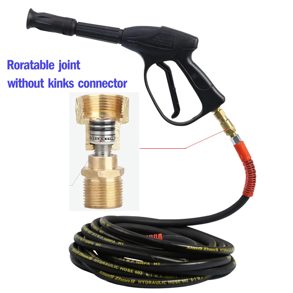 Raccord de tuyau de lavage à haute pression, connecteur de joint à percussion, filetage anti-enchevêtrement, rotation résistante à 360, connecteur de pulvérisateur de tuyau, M22, 14mm