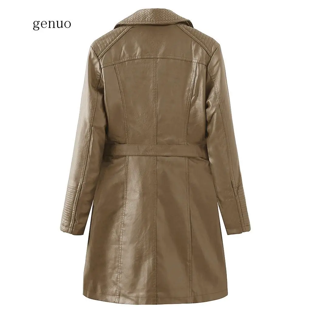 Manteau d'hiver Long en Faux cuir pour Femme, veste d'hiver, boutons, pardessus, vêtements d'extérieur, 2020