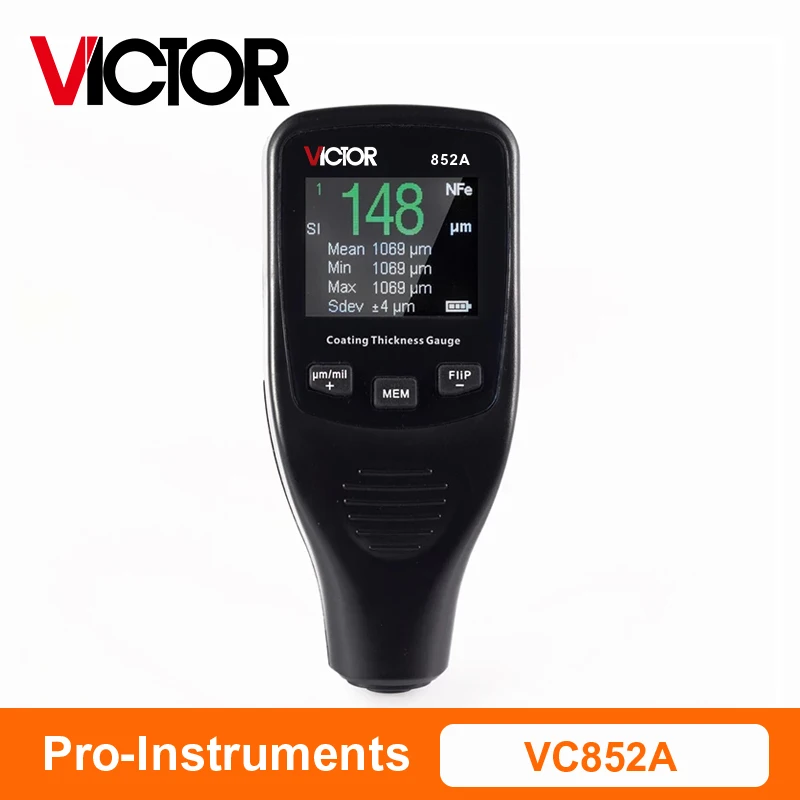 Victor Car Paint Tester Thickness Meter Coating Thickness Gauge With LED 50mil 1250um Measuring FE/NFE Russian Manual Paint Tool