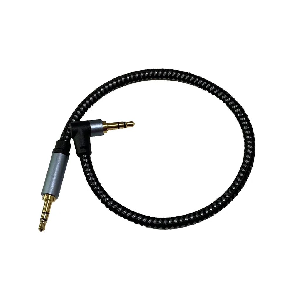 2Pack 90 Degree Right Angle 3.5mm Gold Plated Nylon Braided HiFi Audio Male to Male Aux Stereo Cable 0.3m