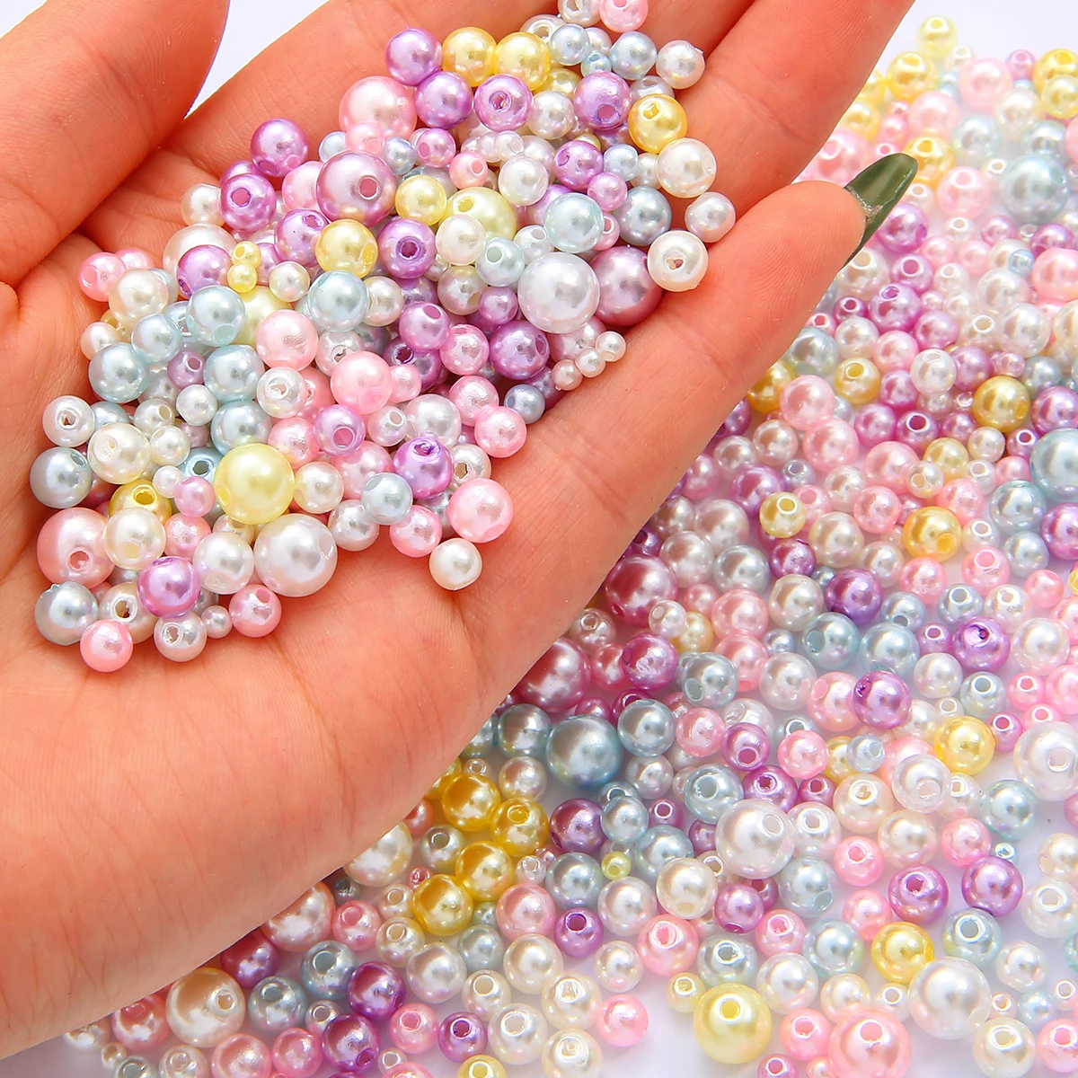 

3-8mm 150Pcs Colorful ABS Imitation Pearls Loose Round Beads With Holes Craft For Fashion Jewelry Making DIY Garment Beads