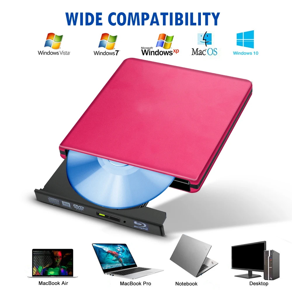 Imagem -05 - Ultra-fino Externo Blu-ray Burner Unidade de Alumínio Usb 3.0 Bd-re cd e Dvd rw Burner Pode Jogar 3d 4k Disc para Laptop