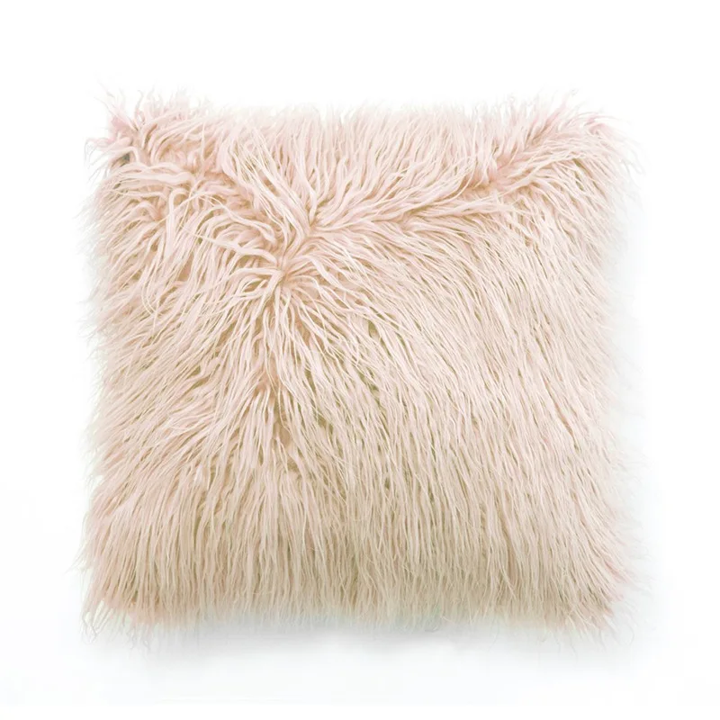 Solid Soft Fur Plush Decorative Cushion Cover For Home Pillow Case Bed Room Pillowcases Pillows Car Seat Decoration Sofa 45X45cm