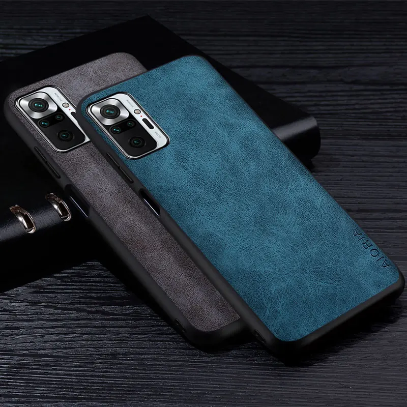 Premium PU Leathe Case for Xiaomi Redmi Note 10 Pro Max 10S Scratch-Resistant Solid Color Cover for Xiaomi Redmi Note 10 5G Case