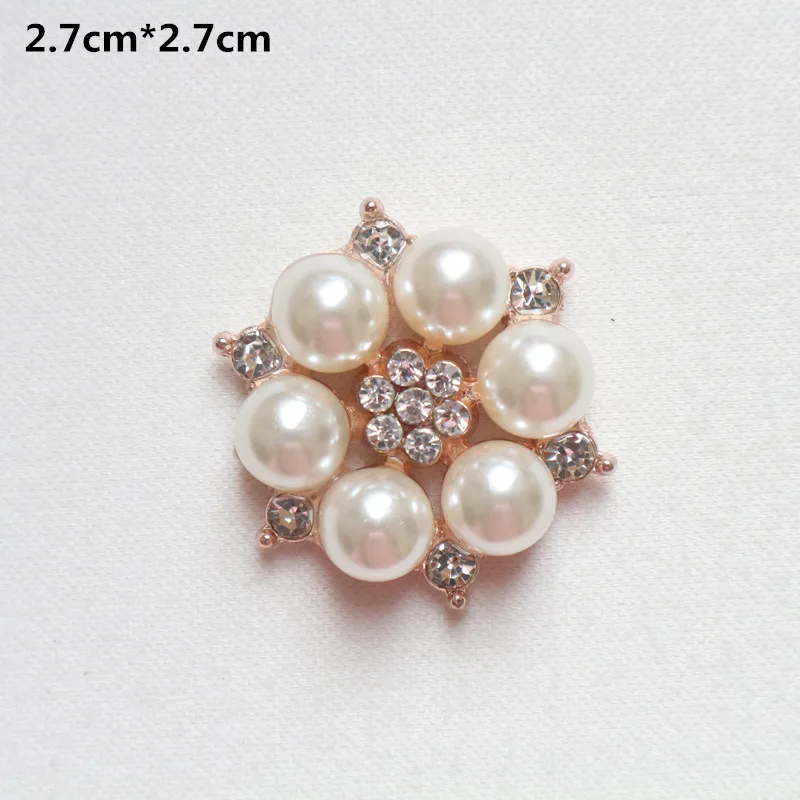 10pcs Pearl Rhinestone Embellishments Buttons Flatback Decorative For Handicraft Bowknot Flower Decoration DIY Craft Supplies