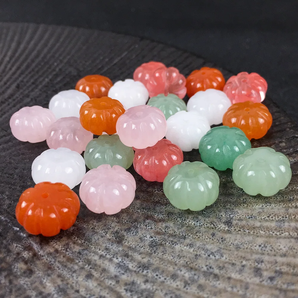 

5pcs 9*14mm Natural Stone Quartz Crystal Agates Pumpkin Beads for Jewelry Making Supplies DIY Bracelets