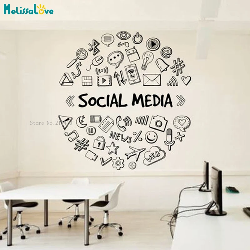 Various Patterns of Social Transportation Media Map Decor Office Decal Business Stickers Removable Murals Unique YT2773