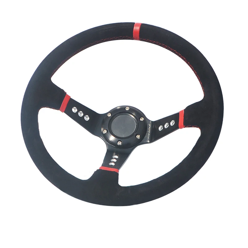 

SPCO 14inch Leather Suede Car Steering Wheel 350mm Rally Tuning Drift Racing Steering Wheel