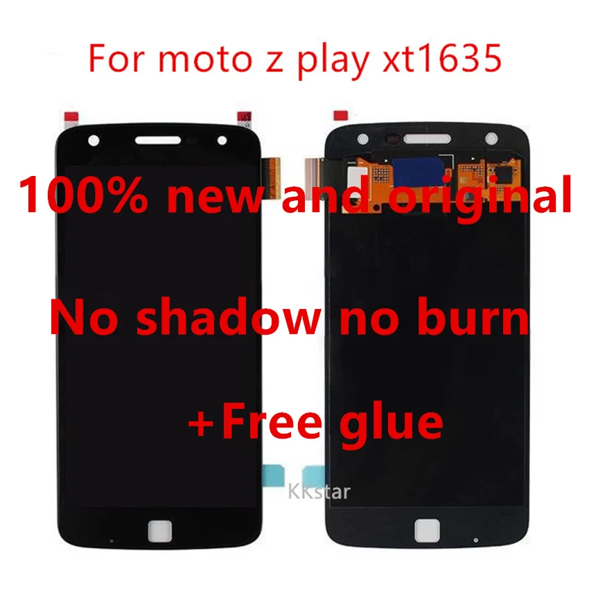 100% Tested For  Moto Z Play LCD For XT1635 Display LCD Screen Touch Digitizer Assembly MOTO XT1635 Z PLAY  New Original+Glue