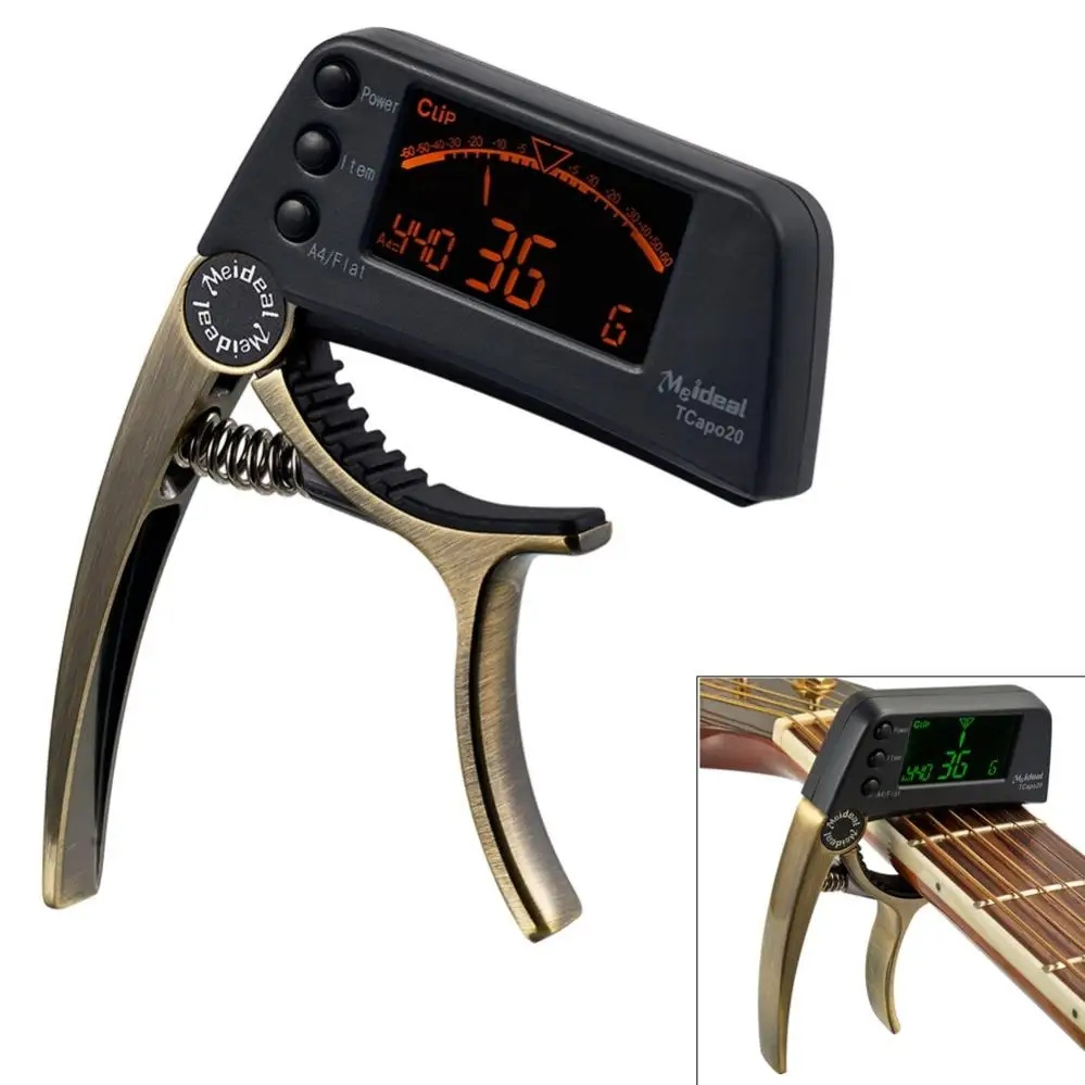 

Guitar Tuner Capo 2 IN 1 Large LCD Screen Zinc Alloy Guitar Capo for Bass Guitar Chromatic