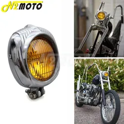 Motorcycle Vintage Headlight For Harley Honda Cafe Racer Custom Bobber Chopper Polish Sealed Beam Electroline Retro Headlight