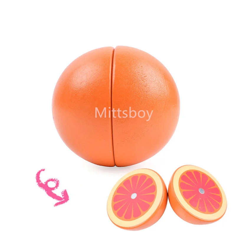 Simulation Magnetic Montessori Fruit Play House Strawberry Watermelon Banana Durian Seasoning Baking Toy Wooden Educational Toys