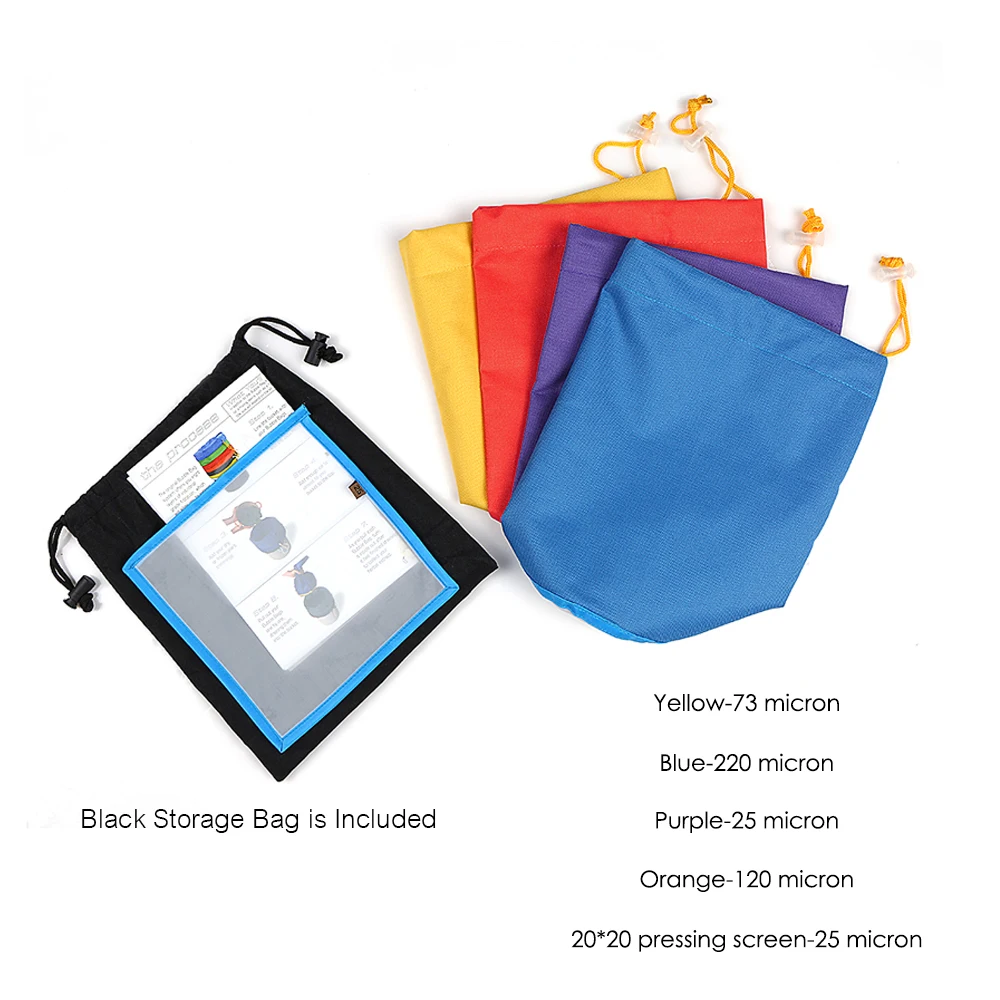 4pcs/set Herbal Ice Essence Extractor Kit Set Gallon Mesh Bag Bubble Bag Drawstring Extraction Bags with Pressing Screen