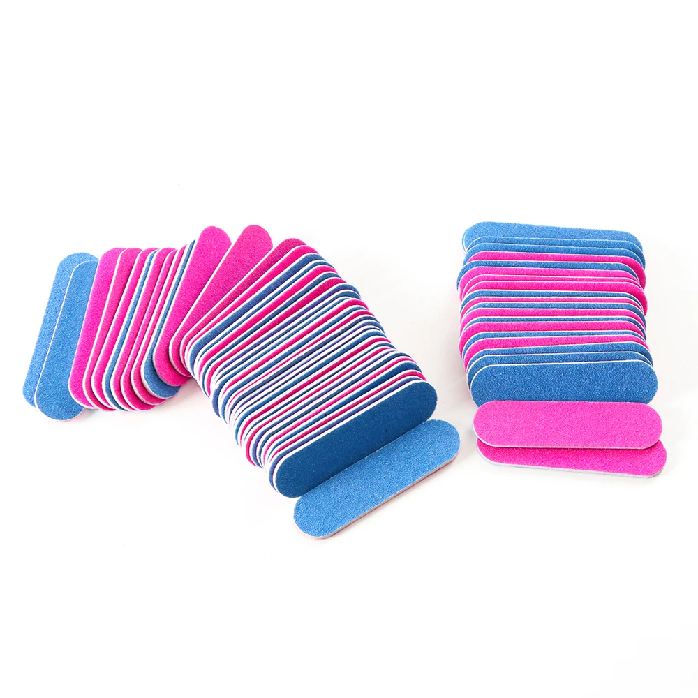 Double-sided Mini Nail File Buffer Set Professional Nail Polish Sanding Buffer Pink Blue Sandpaper Pedicure Nail Art Tool GL858