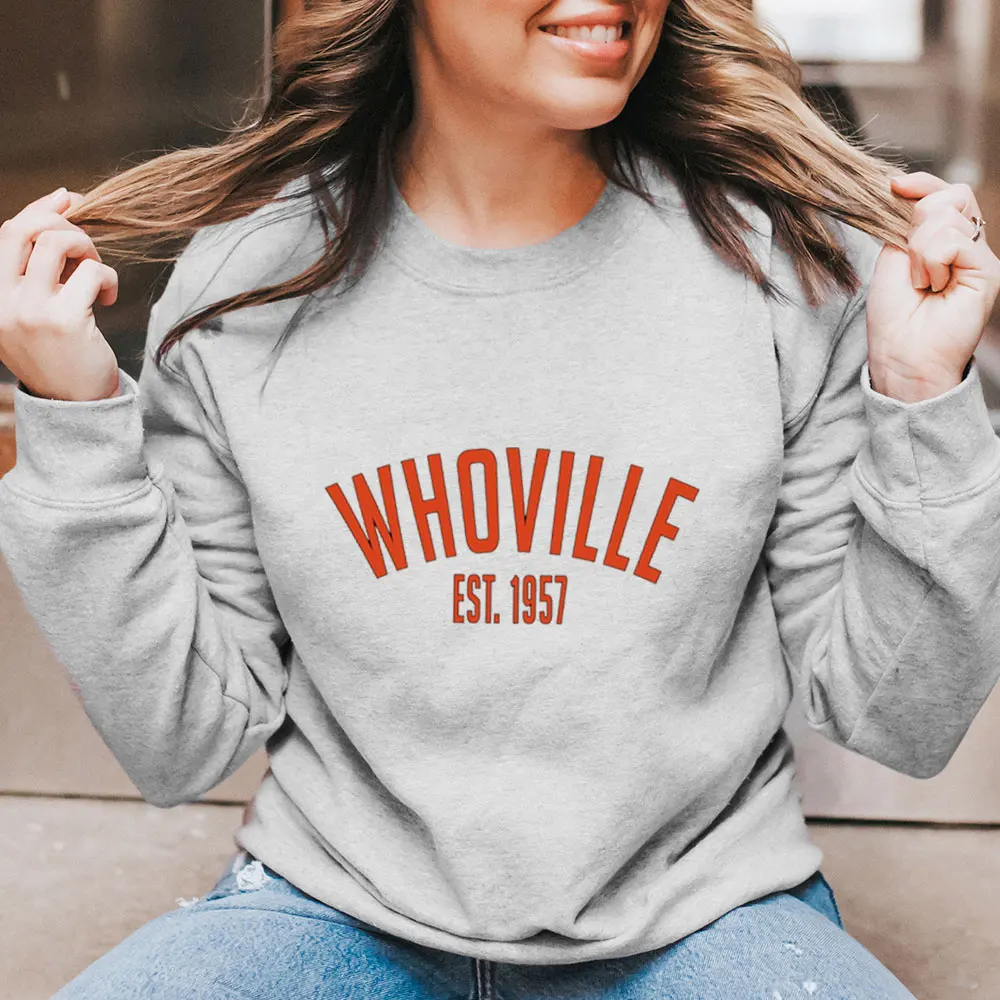 

Whoville Est 1957 New Arrival Christmas Sweashirt Unisex 100%Cotton Casual Winter O-Neck Long Sleeve Top New Year Gift Top