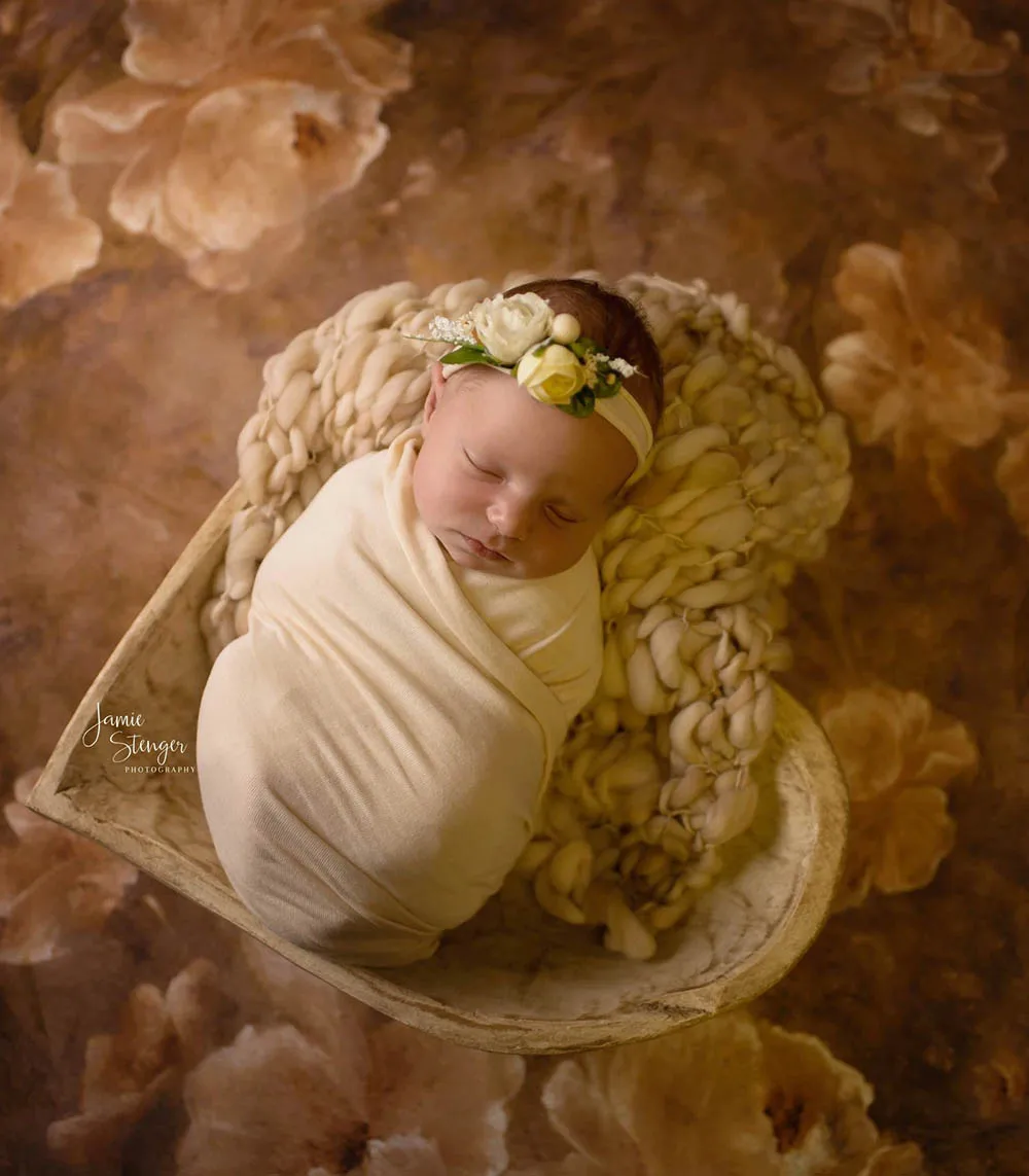 Arrière-plan pour photographie de nouveau-né, fleurs, peinture florale à la main, arrière-plan pour enfants, thème jaune or, Poly fantaisie, Studio Photo