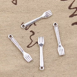 50pcs Charms Kitchen Fork 25x5mm Antique Bronze Silver Color Pendants DIYCrafts Making Findings Handmade Tibetan Jewelry